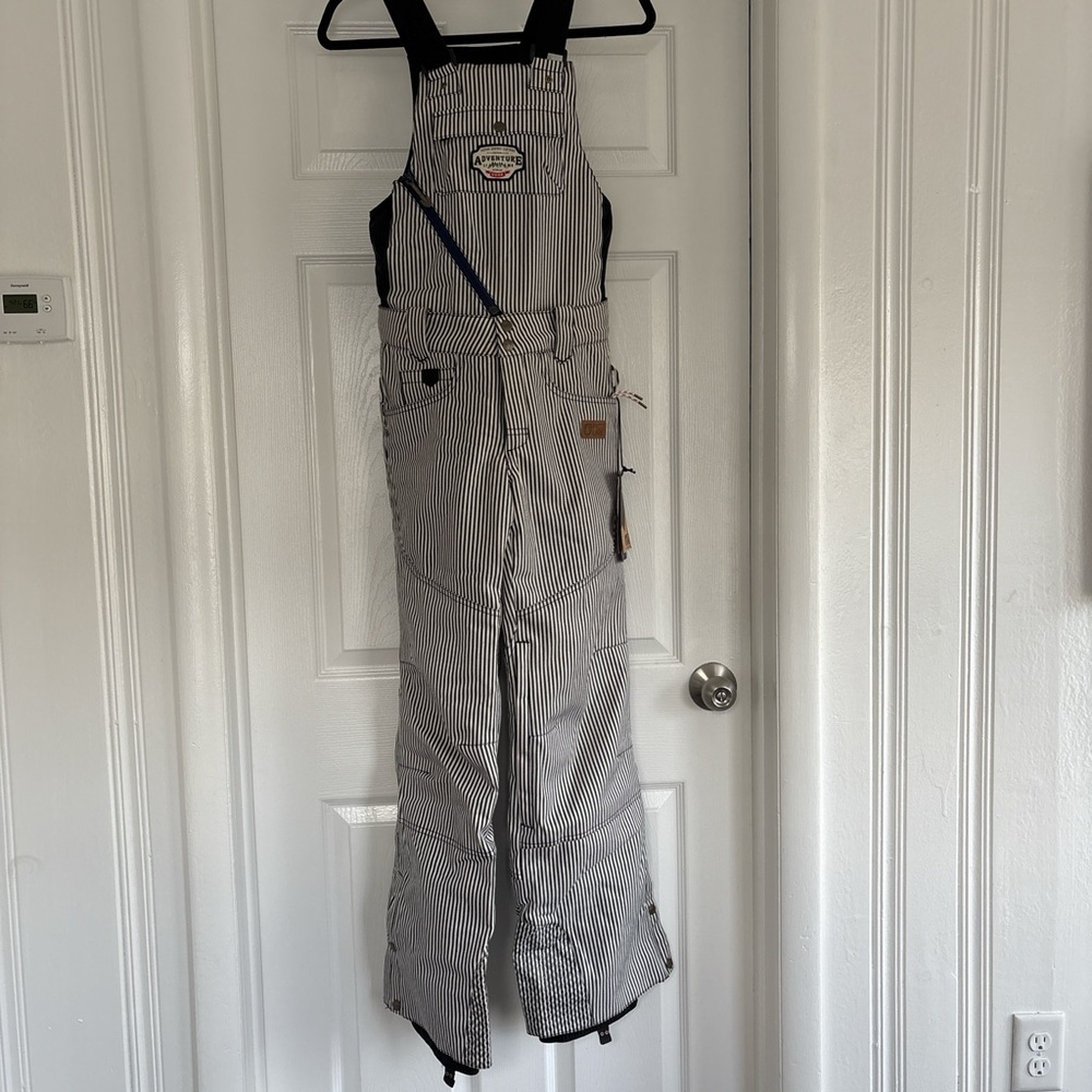 Striped Overalls with Logo Patch